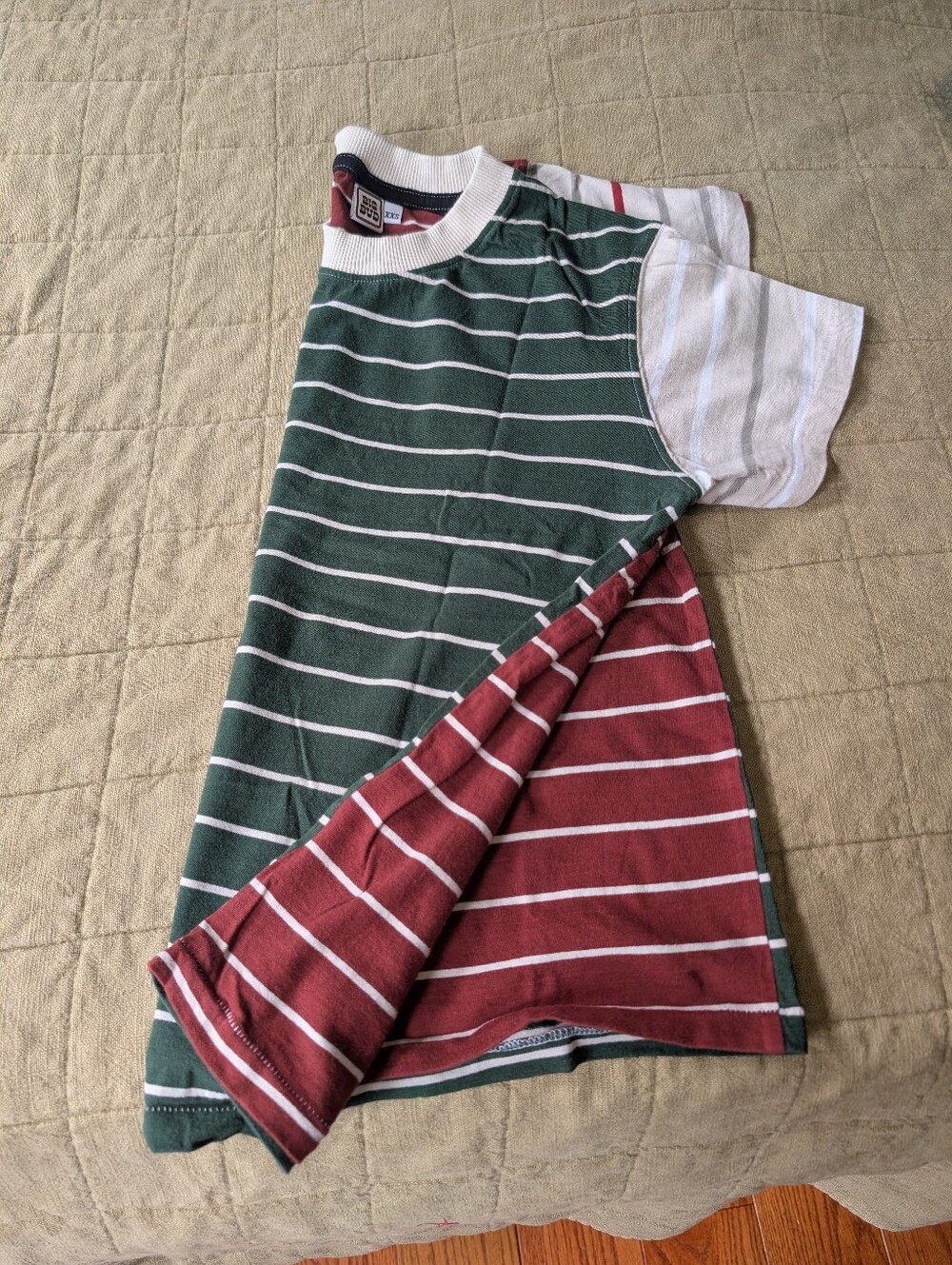 Red And Green Striped Big Bud Press Colorblock Tee XXS
